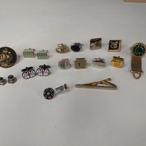Cuff Links Singles & Tie Clip Lot Some Marked Hickox Swank 3 Pairs 10 Singles